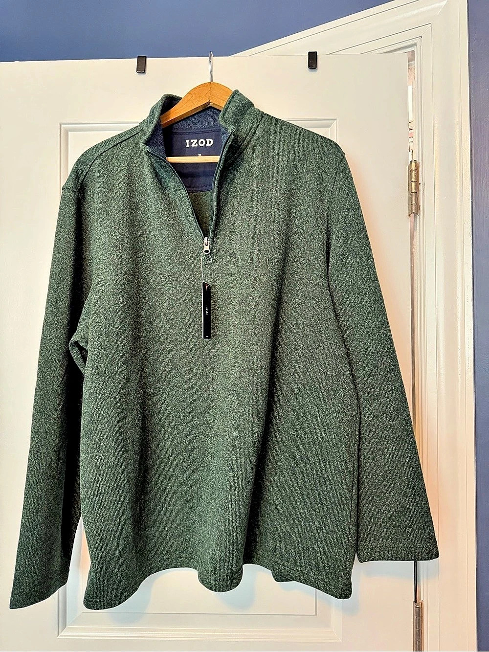 IZOD Sweater Fleece Quarter Zip Men's Green XL